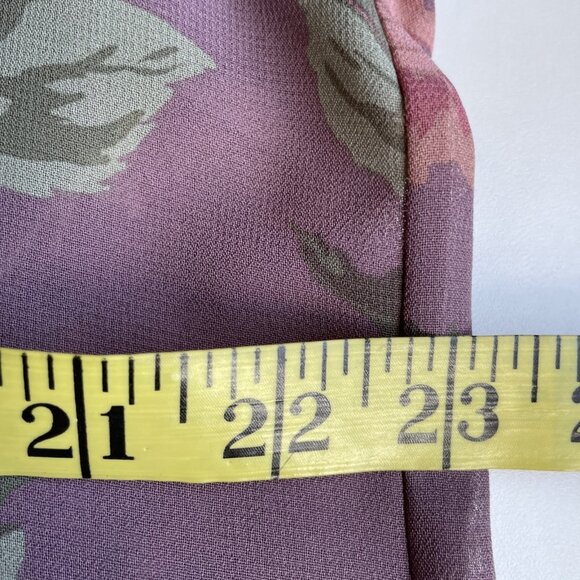 Chaps Sheer Peasant Top Blouse Size XL Petite Purple Floral Whimsigoth Fairy - Picture 8 of 11